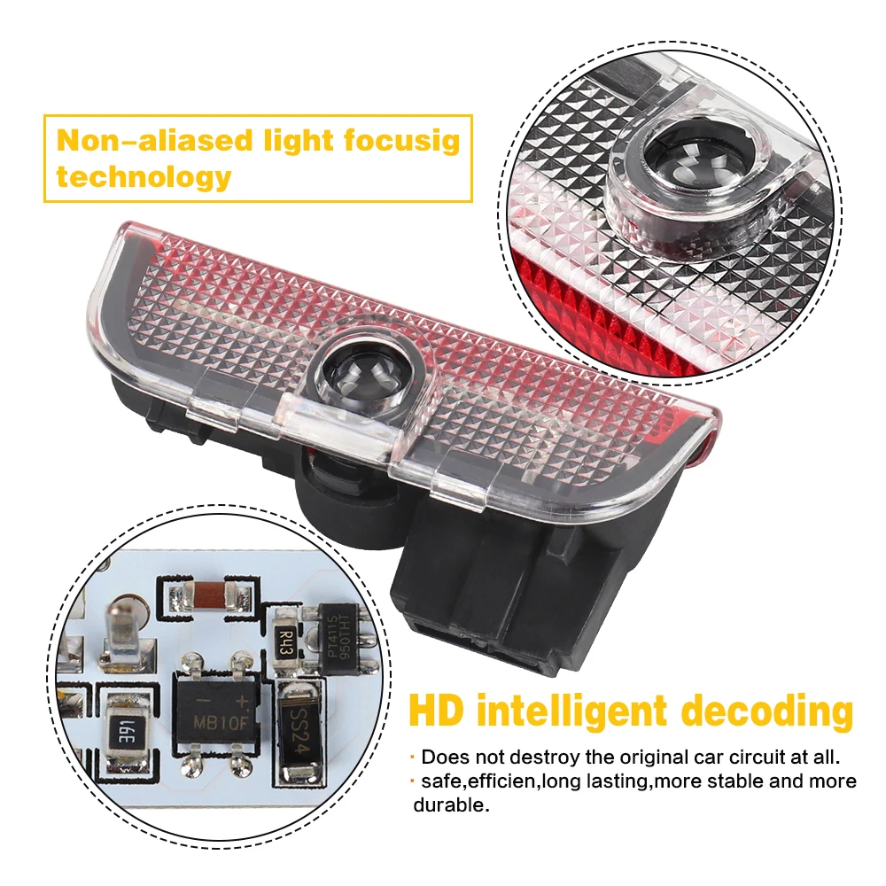 2 قطعة LED باب السيارة كشاف ضوء المجاملة شبح الظل...