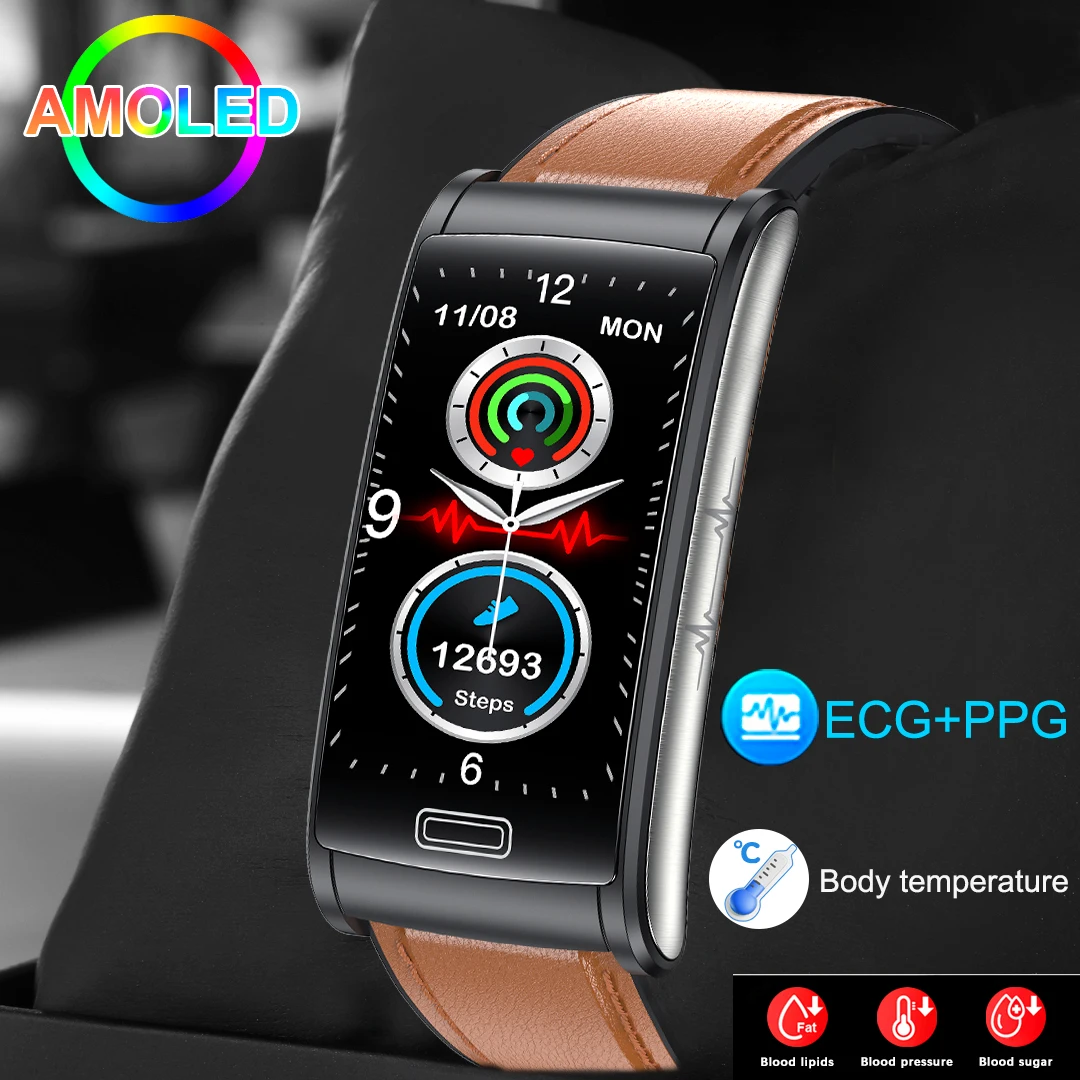 2023 New Blood Glucose Smart Watch Men ECG+PPG Monitoring Blood