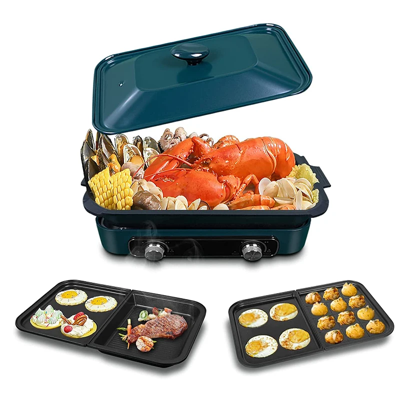 220V multi-functional cooking pot household network red split pot electric hot pot barbecue electric cooking pot barbecue one po 5