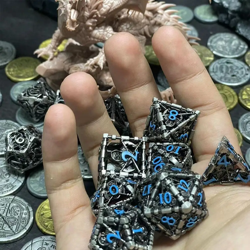 

Набор металлических игральных костей D20 D12 D8 D6, аксессуары для ролевых игр в стиле D & D, Подземелья и Драконы
