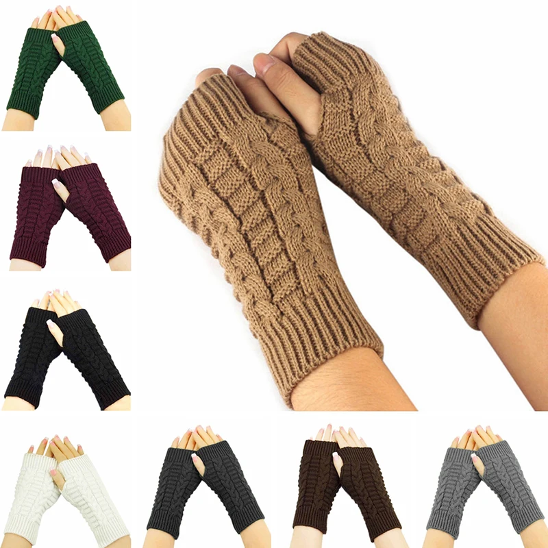 

Женские перчатки с открытыми пальцами, зимние мягкие теплые вязаные варежки, перчатки с открытыми пальцами для сенсорного экрана, перчатки для влюбленных