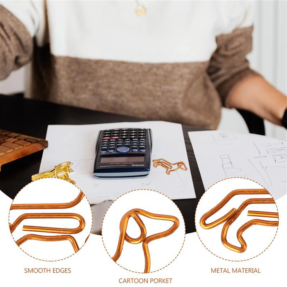 Animal Shape Cartoon Special-shaped Paper Clamps Customization Dachshund Gold Paper Clip Bookmark Clip Clips