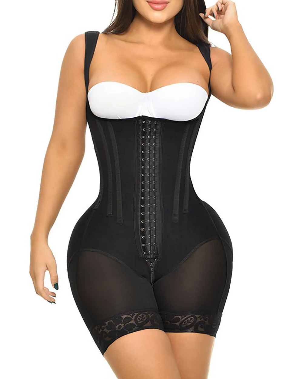 Full Body Shaping Corset with Adjustable Straps  for Women High Compression Waist Trainer with Zipper and Hooks