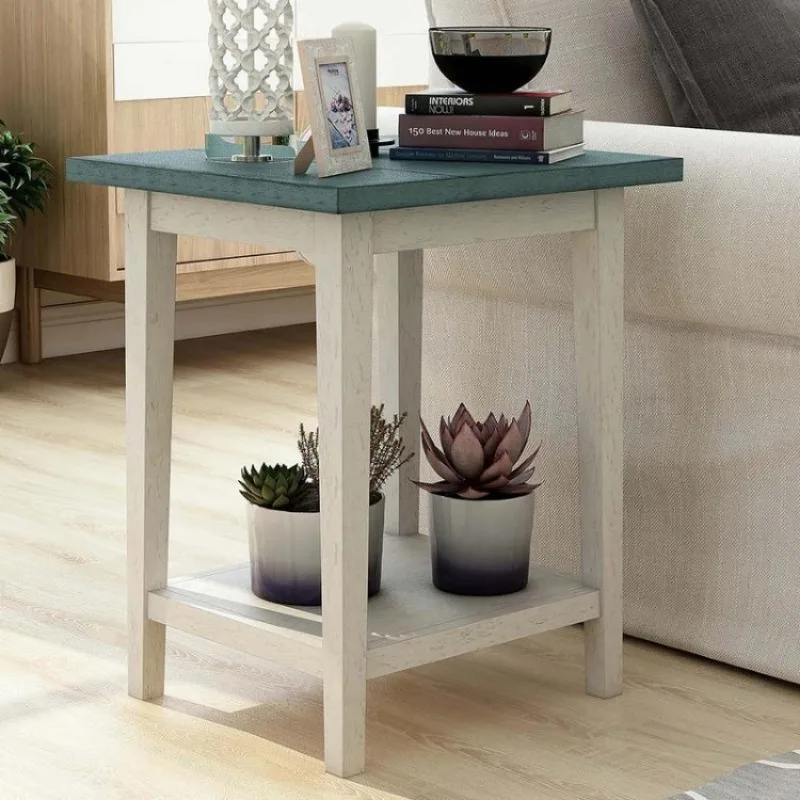 

24/7 Shop At Home Ungar Farmhouse Light Green Wood 1-Shelf Side Table for ‎Living Room, Bedroom