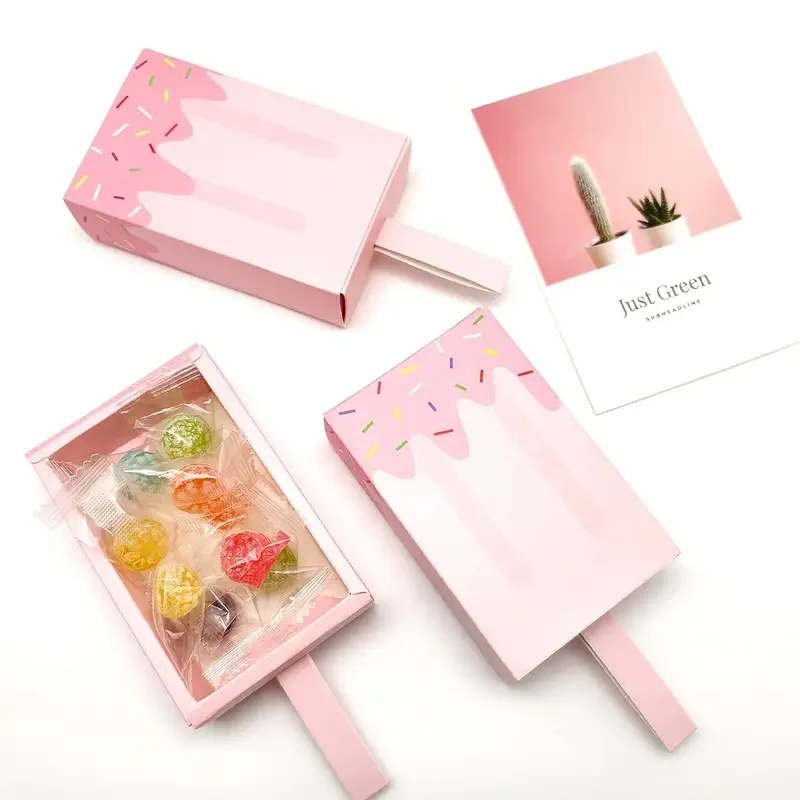 Eco-friendly DIY Customizable Ice Cream Stick Candy Box - Reusable Dessert Packaging and Party Favors