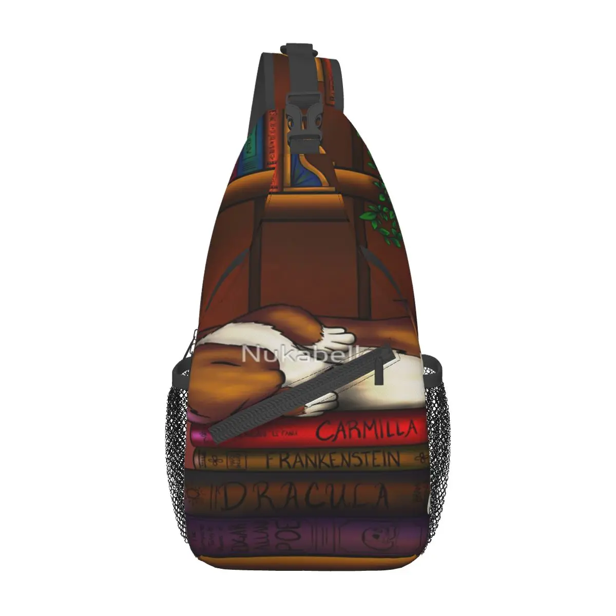 

Sleepy Book Weasel Chest Bag Retro Portable School Cross chest bag Customizable