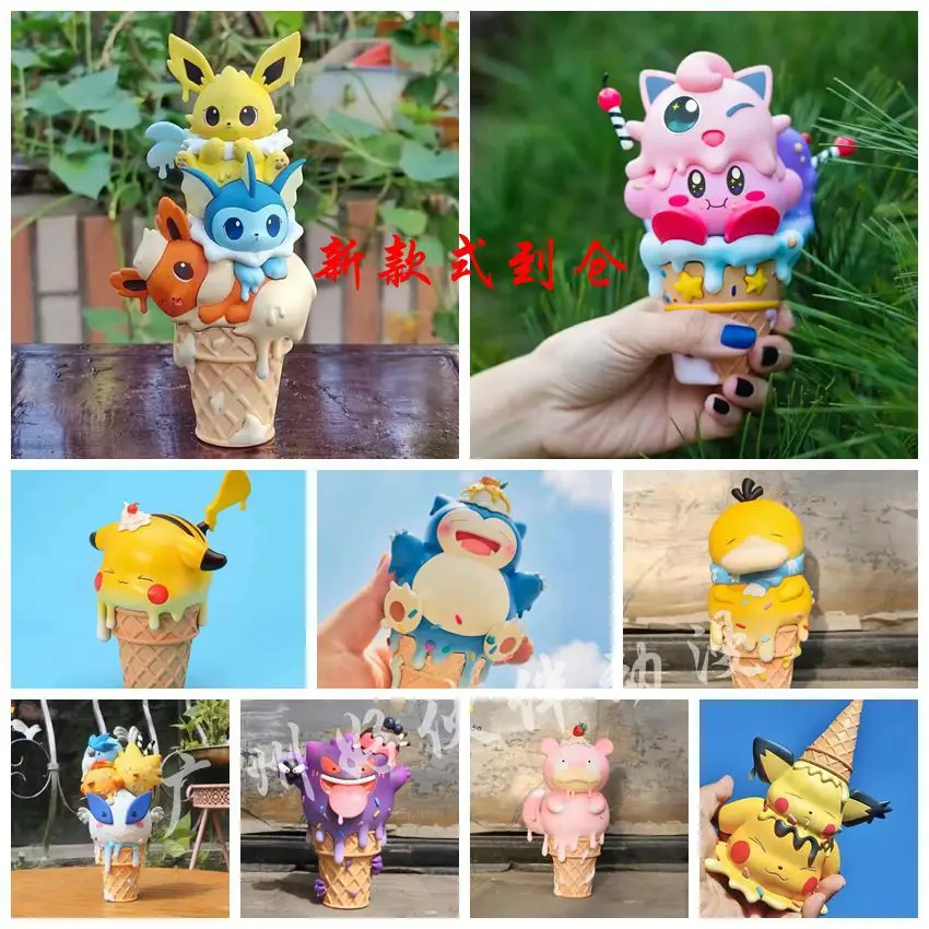 6Cm Cute Kawaii Pokemon Gengar Slowpoke Pikachu Snorlax Psyduck Bulbasaur Icecream Figure Toys For Girls