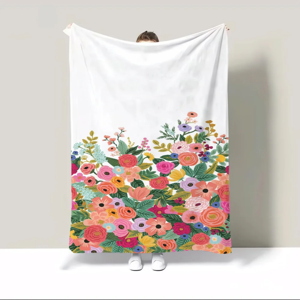 작은 꽃 맞춤형 담요 던지기 침대 담요, 킹 사이즈 극세사 침구, 가정 및 장식 푹신한 격자 무늬 비치 타월