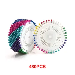 Silicone World Steel Pearl Head Pins - 480Pcs Round Ball Headed Metal Pins for Sewing, Quilting, and DIY Crafts (Colour)