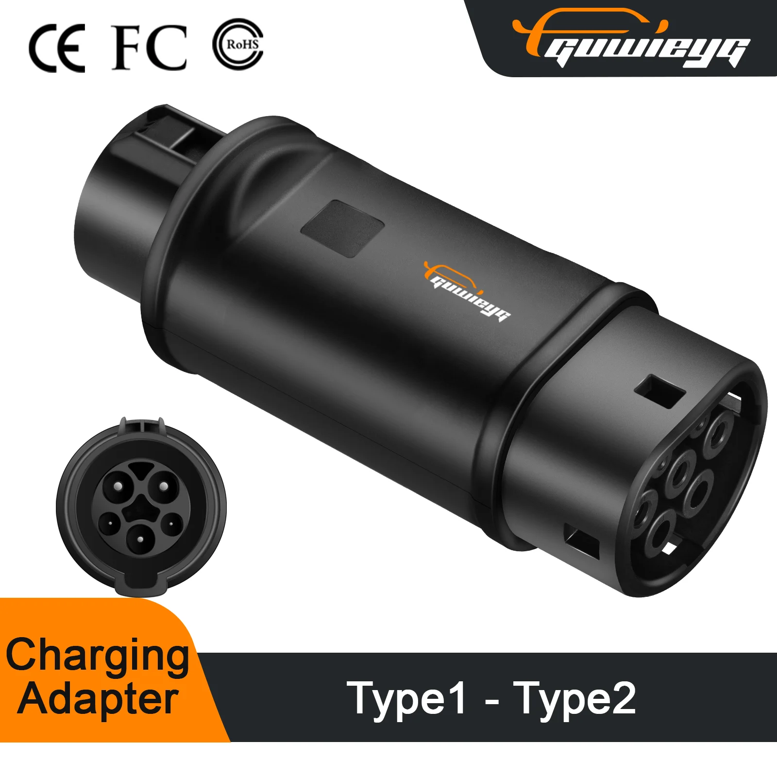 Adaptateur EV de Type 2 vers Type 1, Max 32A, 250V AC, Adaptateur de Véhicule électrique IEC 62196 vers SAE J1772, Adapté pour Connecteur de Chargeur Adaptateur EV de Type 2 vers Type 1, Max 32A, 250V AC, Adaptateur de Véhicule électrique IEC 62196 vers SAE J1772, Adapté pour Connecteur de Chargeur