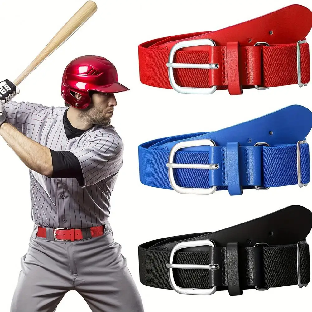 

Teenager Elastic Baseball Softball Belt Adjustable Length Alloy Buckle Belt Solid Color Imitation Leather Belt Спортивный Пояс