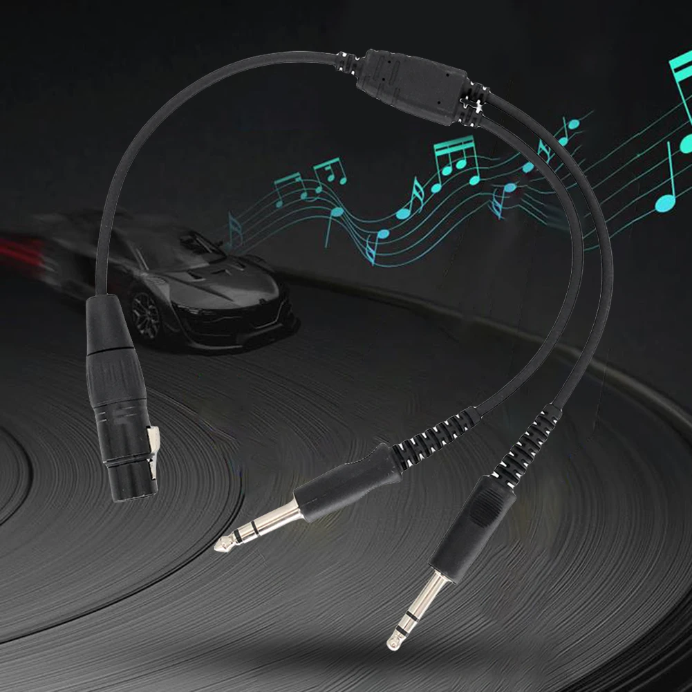 Aviation Headphone Cable Airbus XLR To GA Dual Plug 5 Pin Black Aircraft Headphone Connector Cable for Aviation Communication