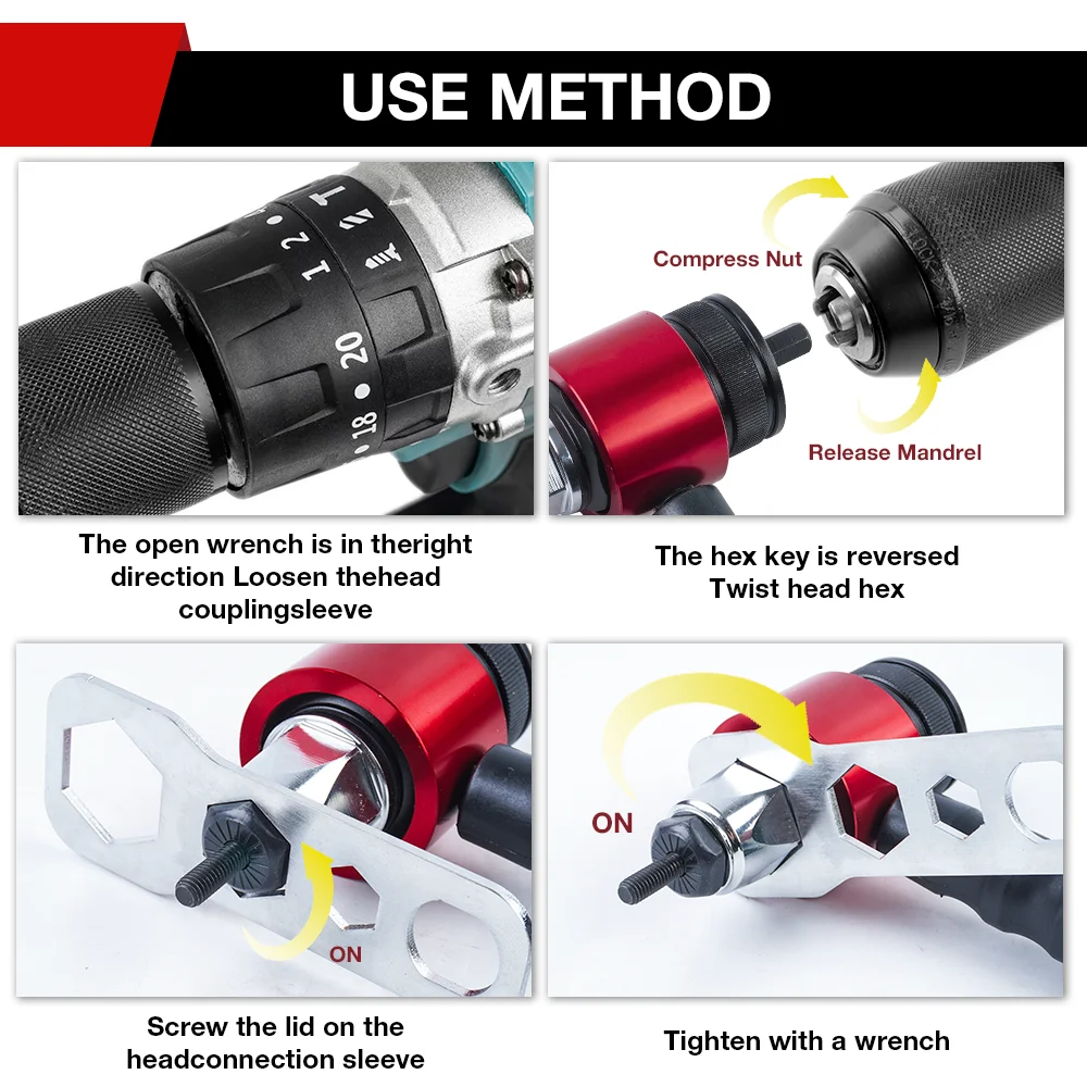 Rivet Gun M3 M4 M5 M6 M8 Household Electric Rivet Nut Gun Converter
