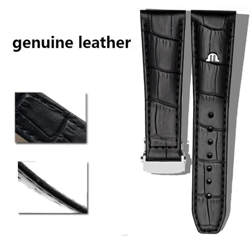 SCHIK Black Brown 20mm 22mm Genuine Leather Watchband,For Maurice Lacroix Watches Strap With Folding Buckle Bracelet