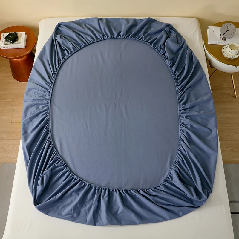 Cotton Fitsheet High-Quality Mattress Cover With Elastic Band Bedsheet Solid Color Single Double Full Queen Size Fitted Sheet