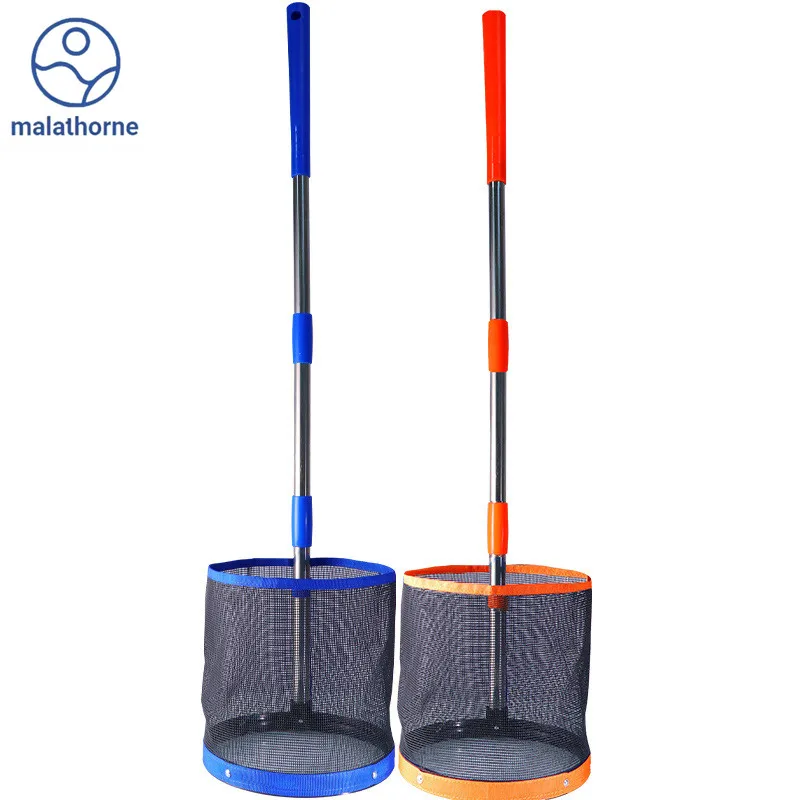 99cm Stainless Steel Pole Ping Pong Ball Picker Round Bucket Table Tennis Ball Collector, able to Contain 140 Pcs Balls