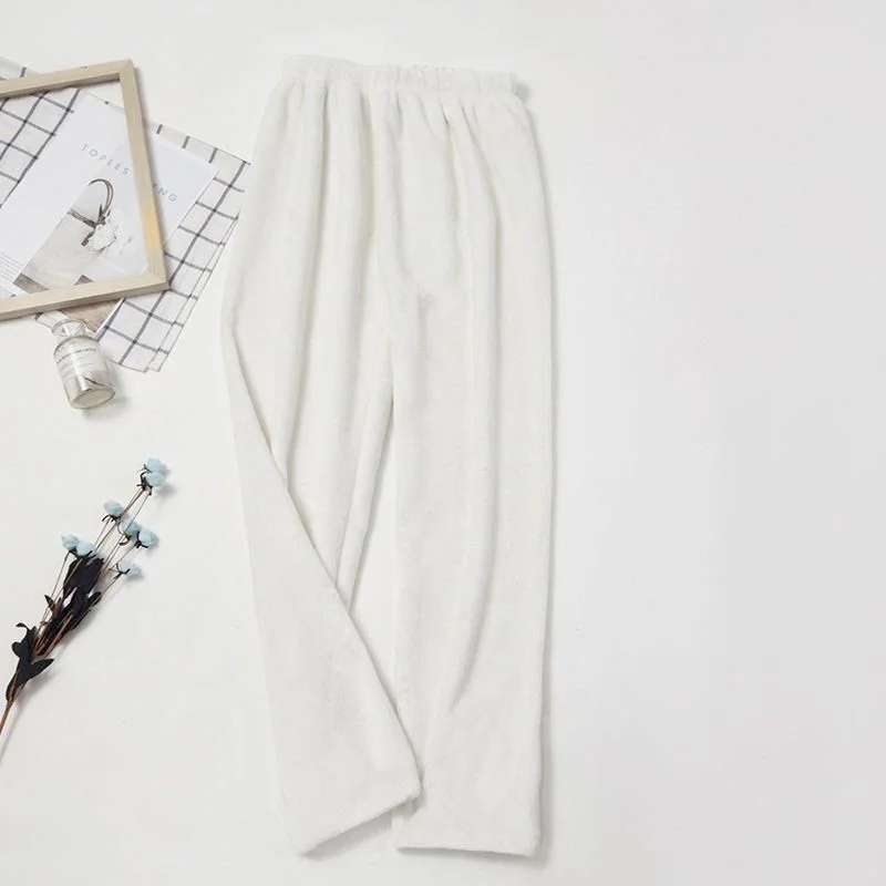 Straight leg warm pants white