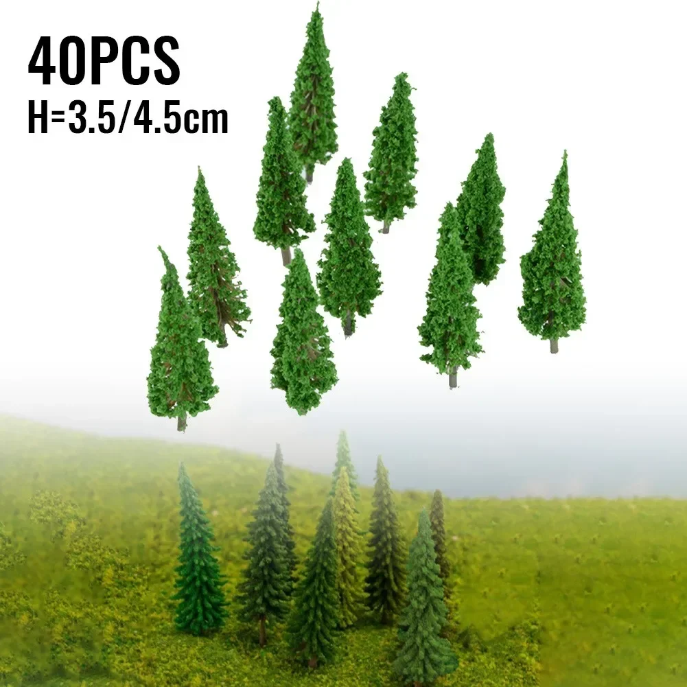 Artificial Plants 40Pcs Miniature Landscape Scenery Train Railways Trees Model Scale 1:100 Green Artificial Miniature Tree Scenery Railroad Decor