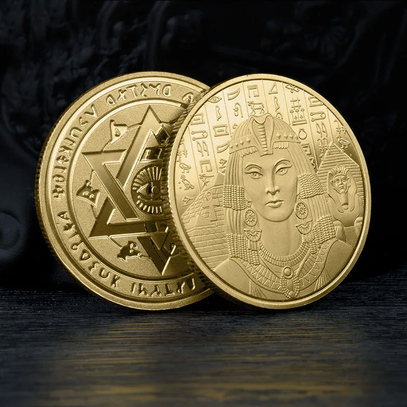 Ancient Greek Collectible Coins Pyramid Egyptian Sun God Queen Silver Gold Coin Commemorative Collections Souvenir