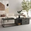 Set of 2 nested coffee tables, modern central coffee table, drawer and storage rack, living room bedroom side table 4