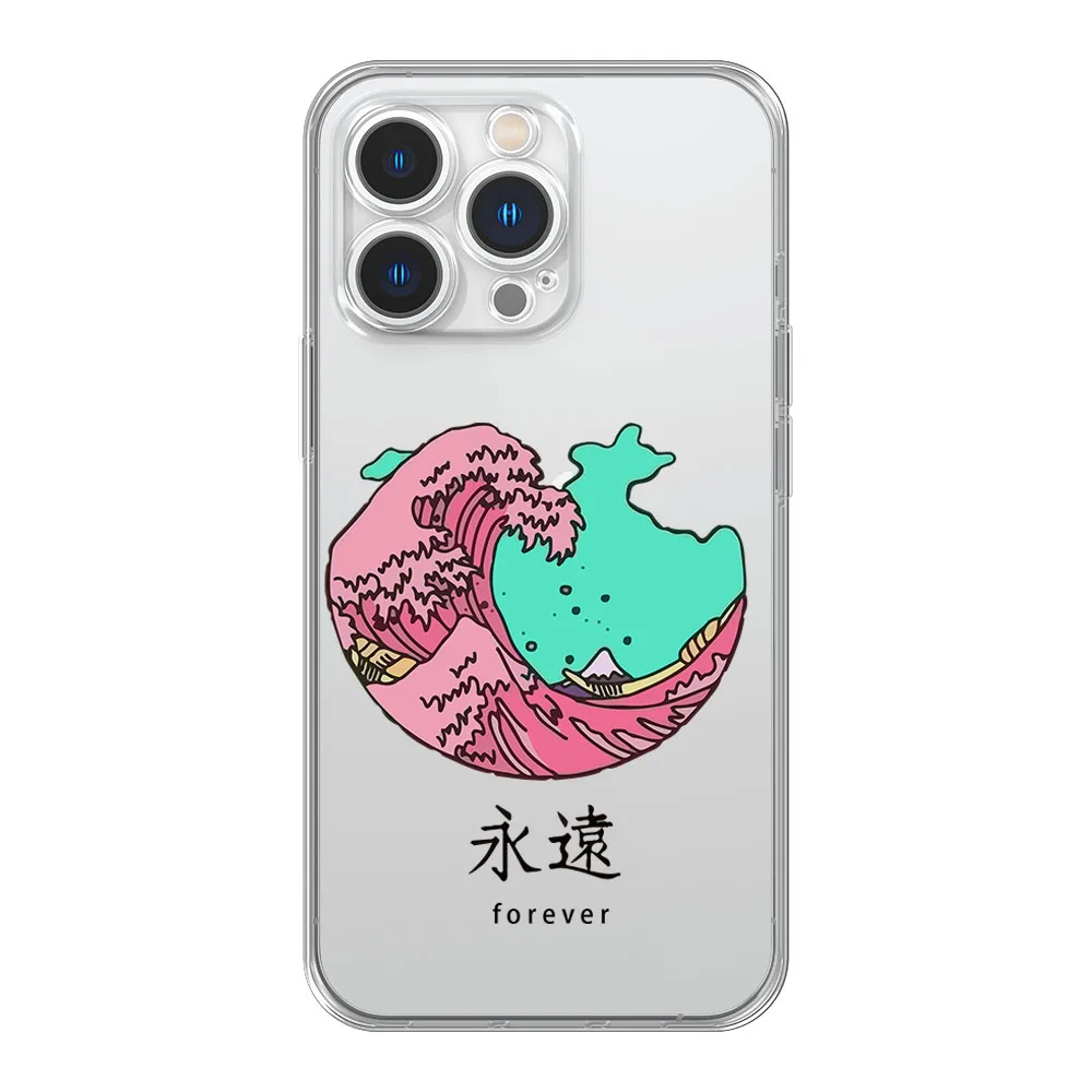 Japanese style waves Phone Case For iPhone 13 12 11 Pro Max Mini XS X XR SE 7 8 6 6S Plus Soft Cover lifeproof case iphone xr