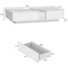 Modern Coffee Table with Lights & Glass Tabletop with 2 Drawers, Central Table with Storage, White, Living Room Coffee Table 2