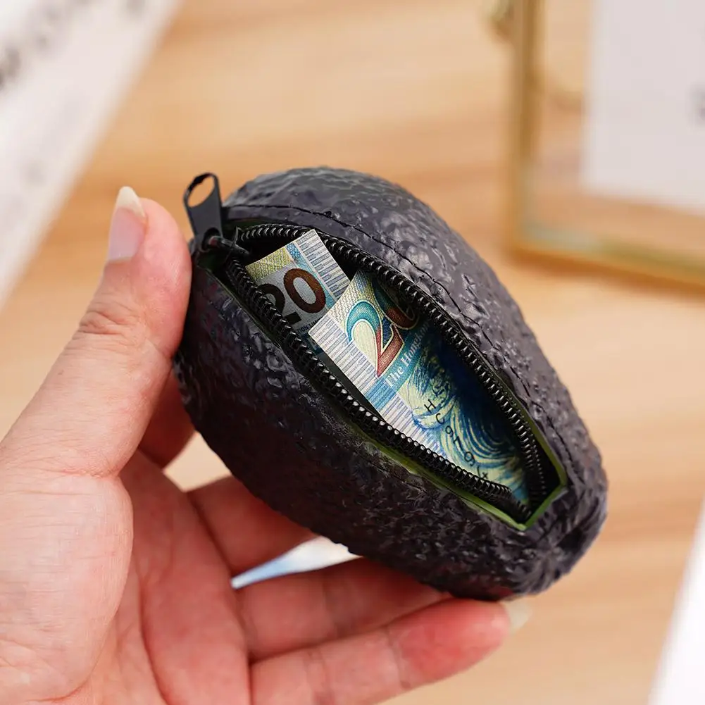 Coin Purse Creative Avocado Shape Mini Coin Purse Wallet Bag Pouch Portable Storage Girls Fun Handbag Zipper Pocket Gift
