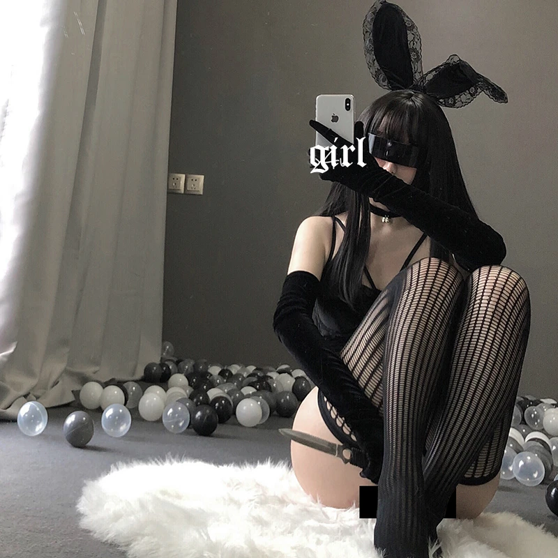 Ladies Cosplay Bunny Girl Suits Corduroy Cute Party Dresses Roleplay Lingerie Rabbit Ears Bodysuit Women Sexy Halloween Costumes