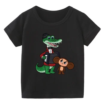 러시아 만화 Cheburashka 그래픽 티셔츠, Gena The Crocodile 생일 선물 티셔츠, 여성 카와이 의류, Ropa Hombre Streetwear
