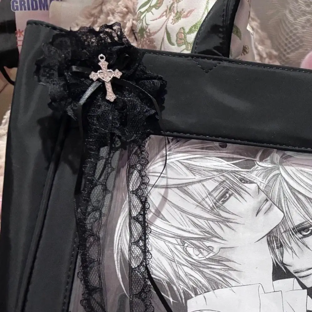 Lolita Punk Cross Hair Clip Black White Lace Ribbon Hair Pins DIY Cosplay Japanese Women Girls Headdress Party Accessories Gifts