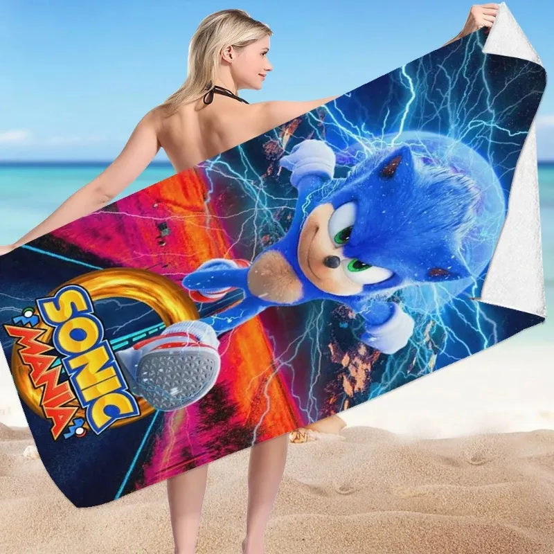 thumbnail image 1 of Toallas de baño con estampado 3D de Sonic The Hedgehog, de anime Harajuku, suaves, absorbentes y de secado rápido, para playa, para bebé, estilo kawaii, 1 of 5