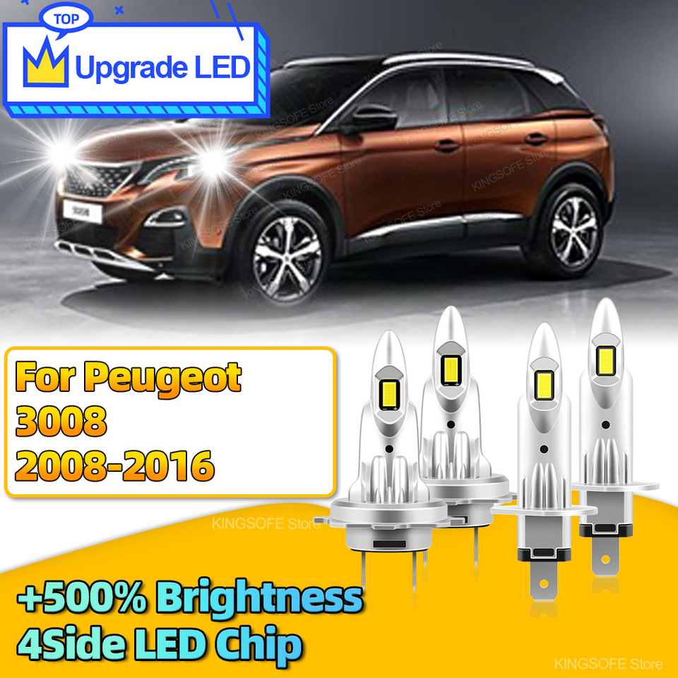 2/4Pcs LED Car Headlight 180W Powerful Light Bulb H7 H1 6000K Plug Play For Peugeot 3008 2008 2009 2010 2011 2012-2016 Auto Lamp