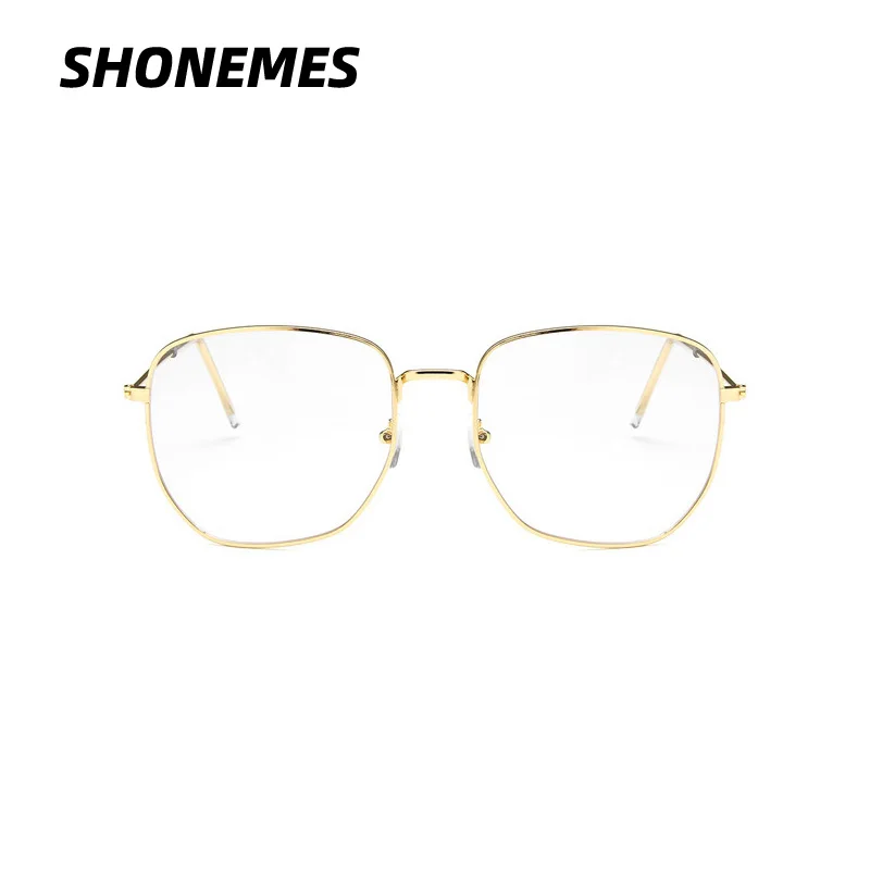 SHONEMES-Montura de gafas poligonales para hombre y mujer, anteojos de gran tamaño, Retro, dorado, plateado, negro