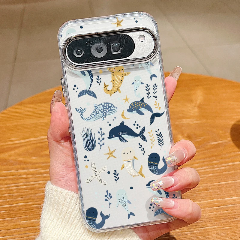 Jellyfish Turtle Ocean Print Shockproof Clear Phone Case