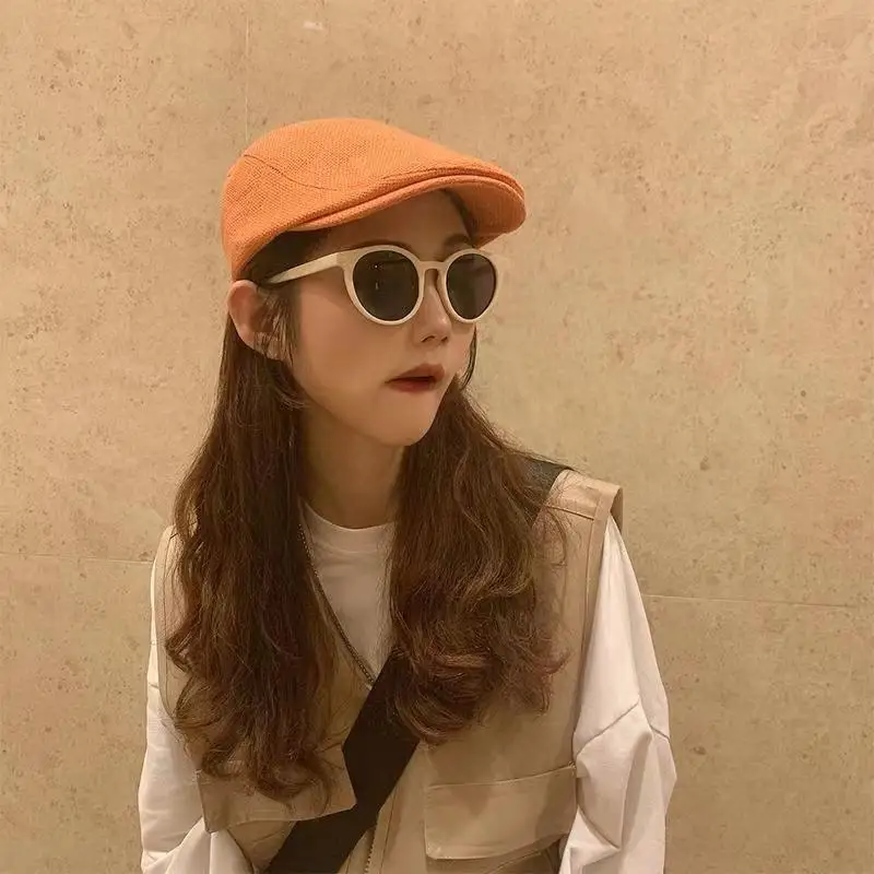 코튼 리넨 베레모 남녀공용 모자, 일본 예술 레트로 캐주얼 화가 모자, 남성 패..