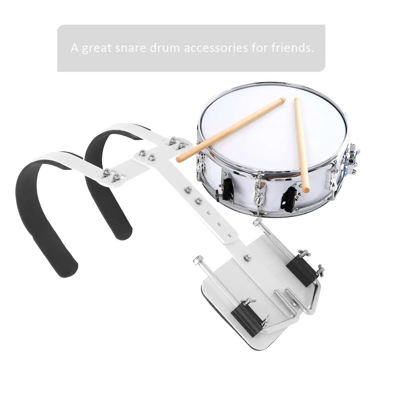 Snare Drum Frame Back Stand Aluminum Alloy Carrier Shoulder Strap Marching White