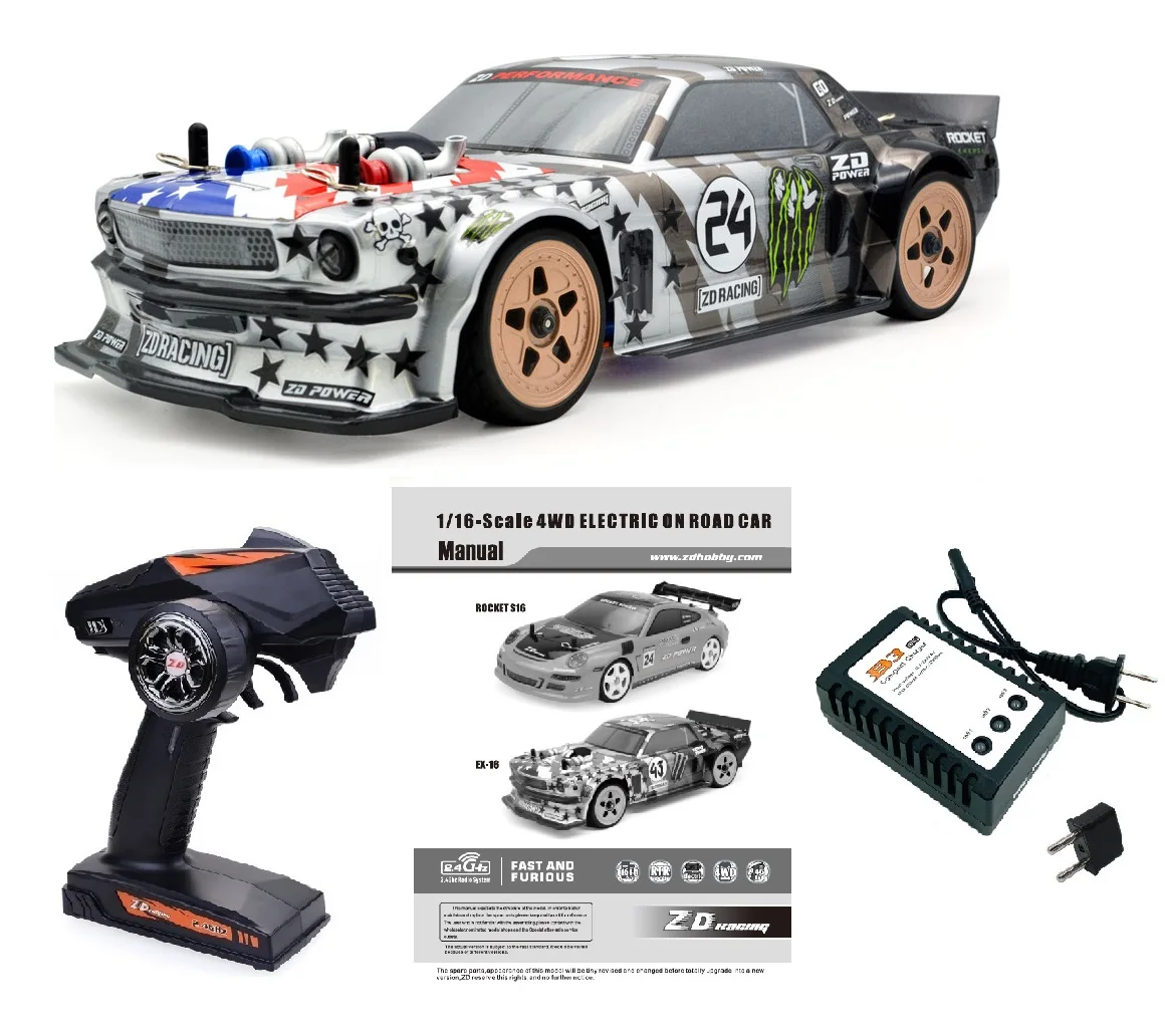 ZD Racing EX-16 1/16 RC Car 40km/h High Speed Brushless Motor 4WD Remote Control Vehicles RTR Model For RC Tourning Car On-Road 4