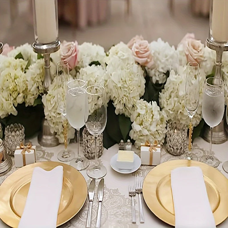 Silk Hydrangea Heads Artificial Flowers 10pcs With Stems For Home Wedding Decor