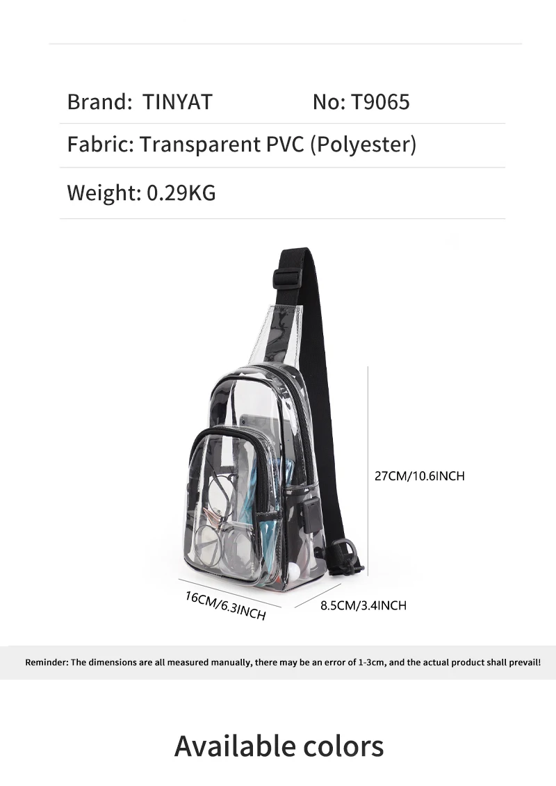 Die mehrfarbige, durchsichtige Damen-Brusttasche von TINYAT wird mit USB, Typ-C-Anschluss geliefert, geeignet für die Teilnahme von Konzerten und Partys im Freien teilnehmen – Detail 4