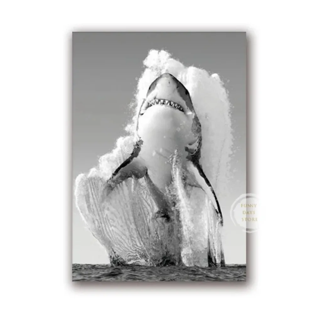 Great White Shark Ocean Giants Canvas Art - Nature Wall Decor Poster