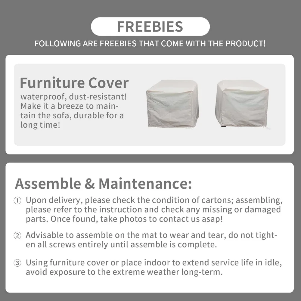 Outdoor Furniture Club Chair Patio Single Sofa Chairs Outdoor Chairs Set of 2 Outdoor Sofa Accent Chair with Anti-Slip 6