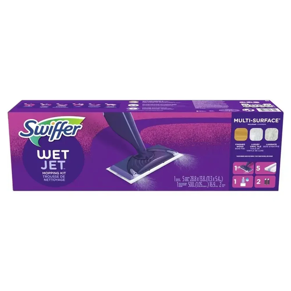 Spray Mop Starter Kit 5 Mopping Pads Floor Cleaner Solution WetJet Cleaning System All Floor Types Lightweight & Compact Fresh