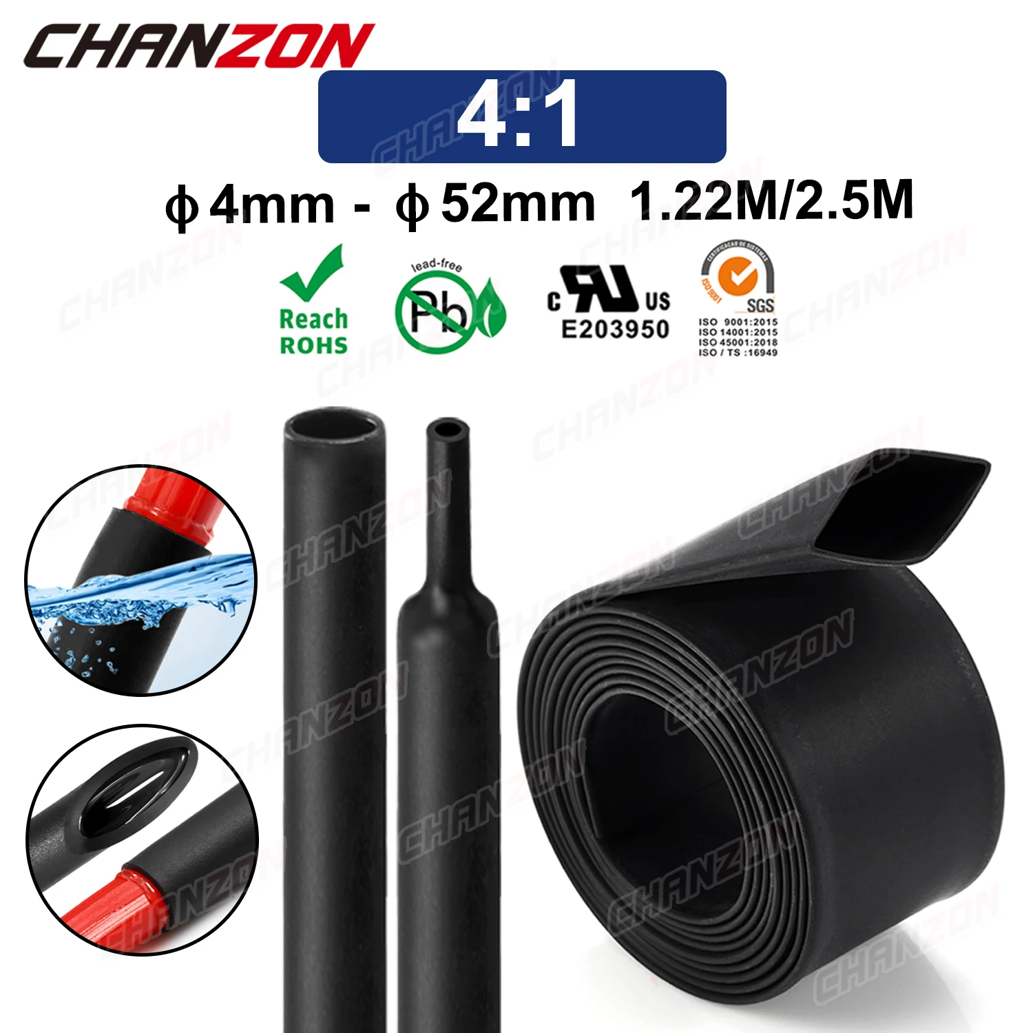 1.22M 2.5M Heat Shrink Tube With Glue