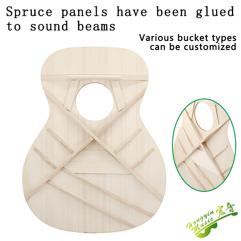

A Gradefull single board guitar spruce panel sound beam has been bonded to custom German Europa guitar accessory material