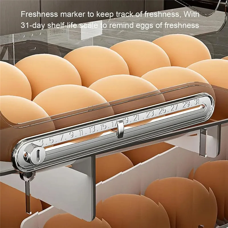 New Automatic Egg Rolling Dispenser Clear Egg Container 2 Tiers Kitchen Organizers And Storage Space-Saving Refrigerator