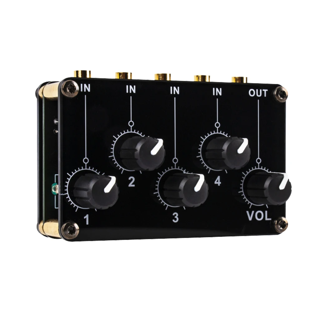 

Mini 4 Channel Stereo Line Mixer Headphone Sound Audio Speaker Splitter Selector Switcher Low Noise Passive Mixer