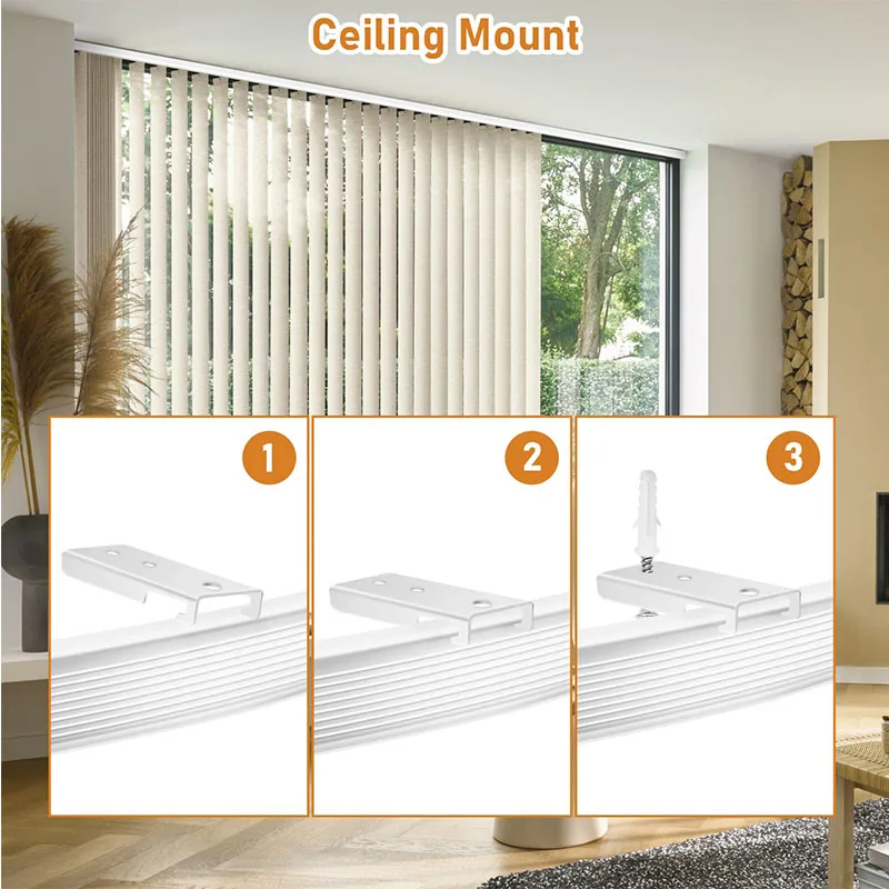 Binario invisibile da soffitto per tende, binario dritto in alluminio integrato