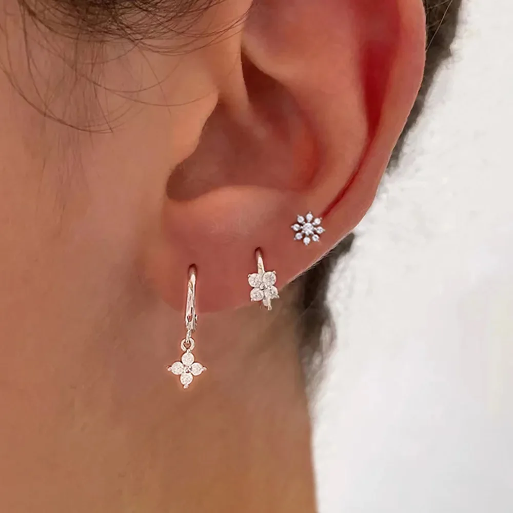 

Серьги-кольца из нержавеющей стали с фианитом, 3 шт.