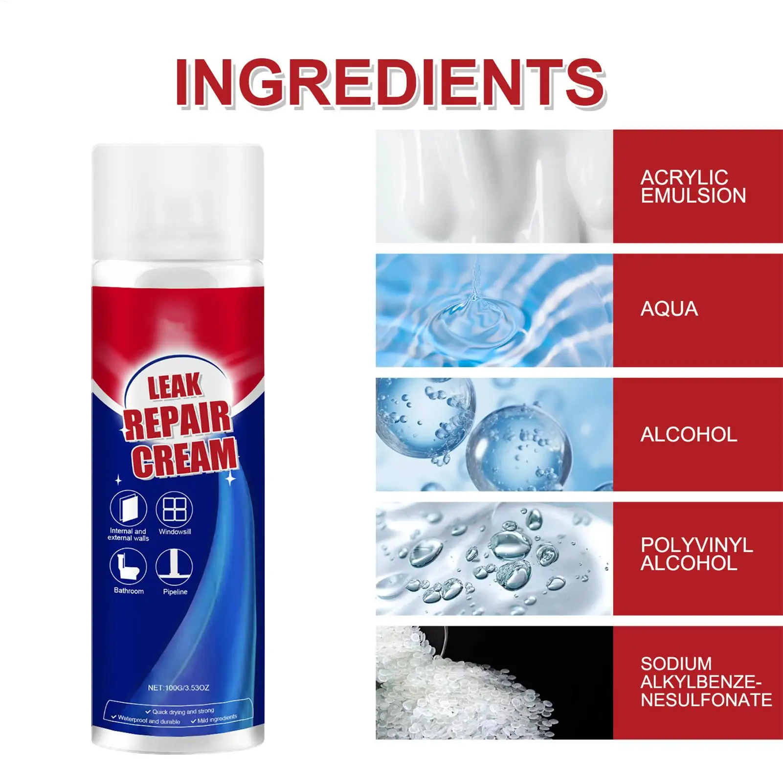 Waterproof Roof Leak Repair Sealers Waterproof Leak Repair Spray Sealant Coating Quick Dry Wall Gap Filler for Tile Concrete waterproof sealant sealant paste