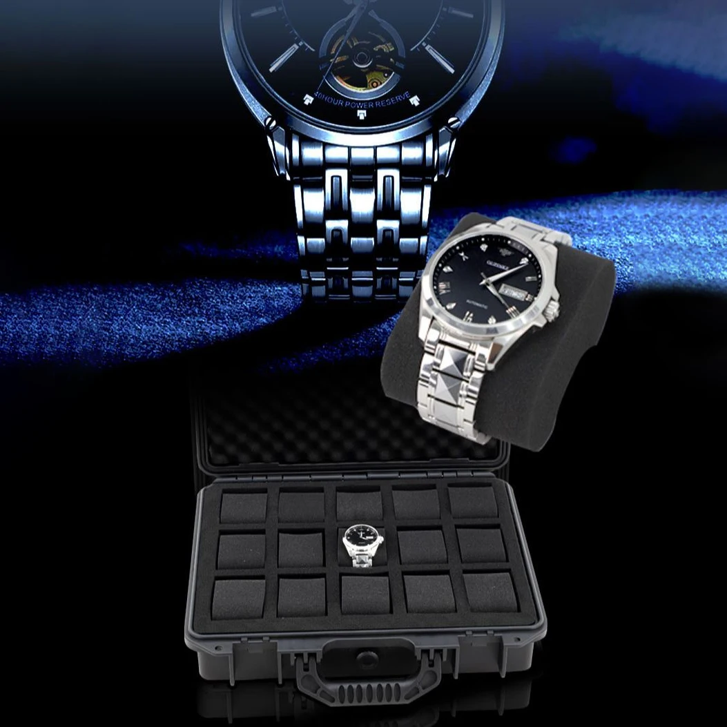 32 Slots Waterproof Watch Box Safety Equipment Case Portable Dry Tool Box Impact Resistant Case With Foam For Watches Storage Watch Storage Box